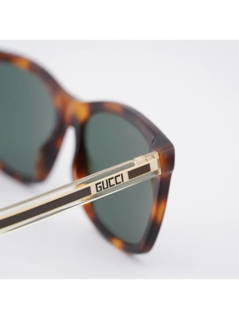 Gucci GG0558S 003 Sunglasses Havana Rectangle Frame, Green Lenses